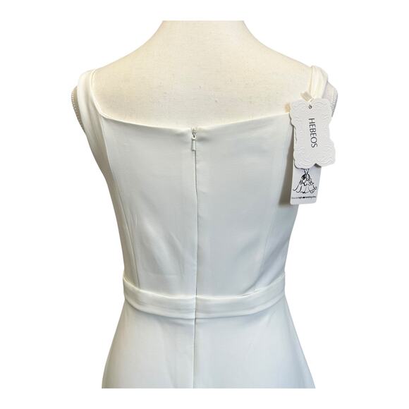 Hebeos White Sleeveless Sheath Dress Wmn Size 6 Formal Wedding Graduation NWT - Picture 6 of 8